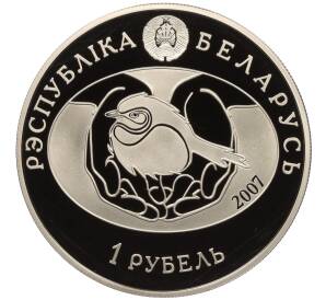 1 рубль 2007 года Белоруссия «Птица года — Обыкновенный соловей» — Фото №2
