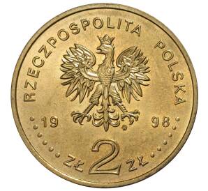 2 злотых 1998 года Польша «100 лет открытию полония и радия» — Фото №2
