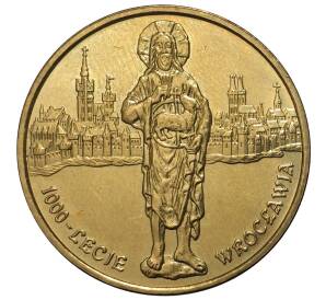 2 злотых 2000 года Польша «1000 лет городу Вроцлав» — Фото №1