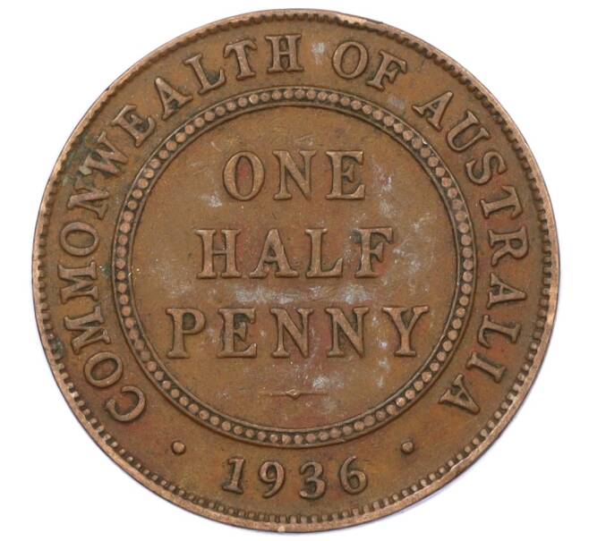 Монета 1/2 пенни 1936 года Австралия (Артикул: M2-77386) — Фото №1