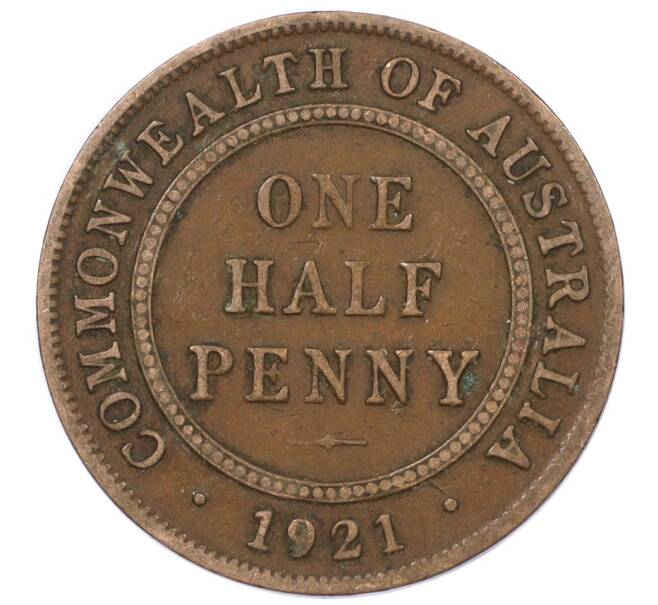 Монета 1/2 пенни 1921 года Австралия (Артикул: M2-77406) — Фото №1