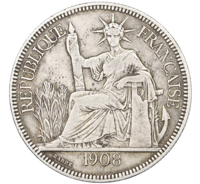 Монета 1 пиастр 1908 года Французский Индокитай (Артикул: M2-77955) — Фото №1
