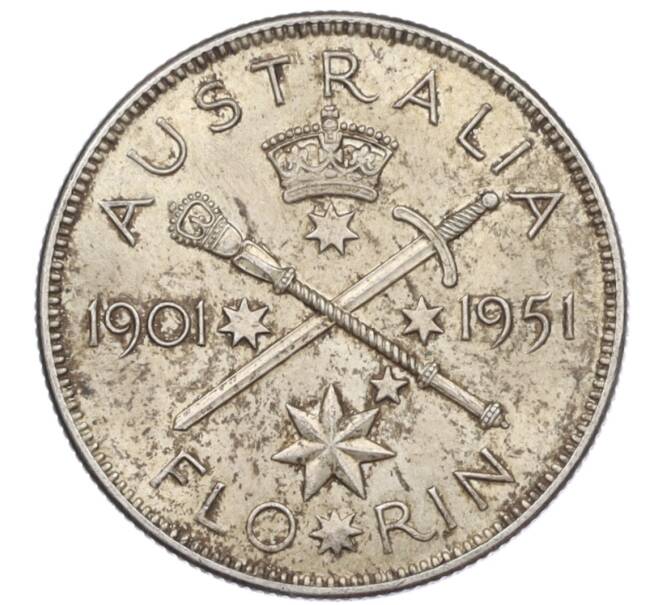 Монета 1 флорин 1951 года Австралия «50 лет Федерации» (Артикул: M2-77738) — Фото №1