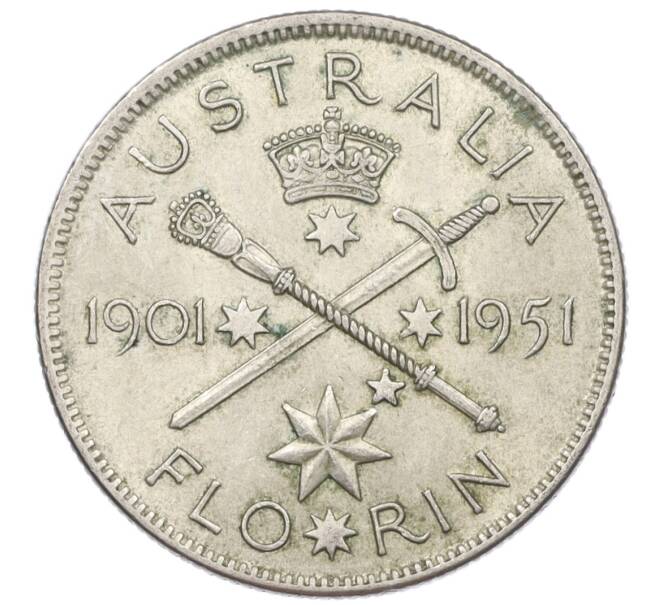 Монета 1 флорин 1951 года Австралия «50 лет Федерации» (Артикул: M2-77741) — Фото №1