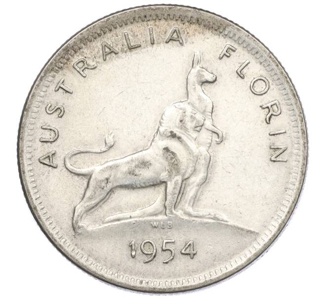 Монета 1 флорин 1954 года Австралия «Королевский визит в Австралию» (Артикул: M2-78044) — Фото №1