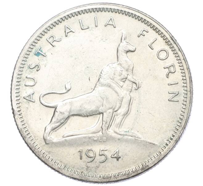 Монета 1 флорин 1954 года Австралия «Королевский визит в Австралию» (Артикул: M2-78058) — Фото №1