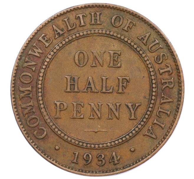 Монета 1/2 пенни 1934 года Австралия (Артикул: M2-78403) — Фото №1