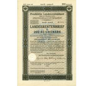 4 1/2% облигация на 200 рейхсмарок 1937 года Германия (Прусский государственный пенсионный банк) — Фото №1