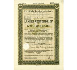 4 1/2% облигация на 1000 рейхсмарок 1935 года Германия (Прусский государственный пенсионный банк) — Фото №1