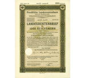 4 1/2% облигация на 1000 рейхсмарок 1935 года Германия (Прусский государственный пенсионный банк) — Фото №1