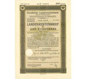 4 1/2% облигация на 1000 рейхсмарок 1935 года Германия (Прусский государственный пенсионный банк) — Фото №1
