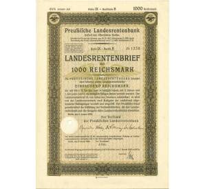 4 1/2% облигация на 1000 рейхсмарок 1935 года Германия (Прусский государственный пенсионный банк) — Фото №1