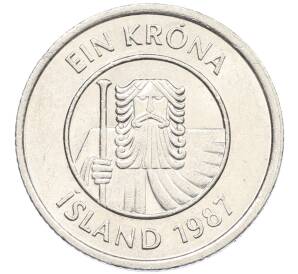 1 крона 1987 года Исландия — Фото №2