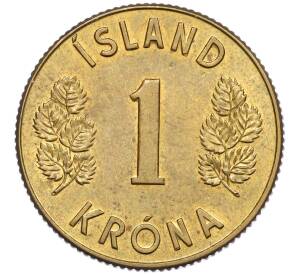 1 крона 1971 года Исландия — Фото №2