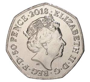 50 пенсов 2018 года Великобритания «60 лет Медвежонку Паддингтону — Медвежонок Паддингтон на вокзале» — Фото №2