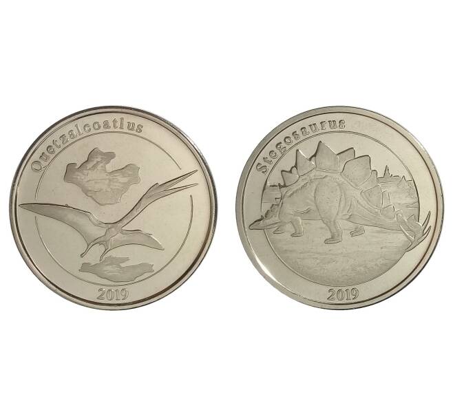 Набор монет 1 франк 2019 года Майотта - Динозавры (Артикул M3-30004)