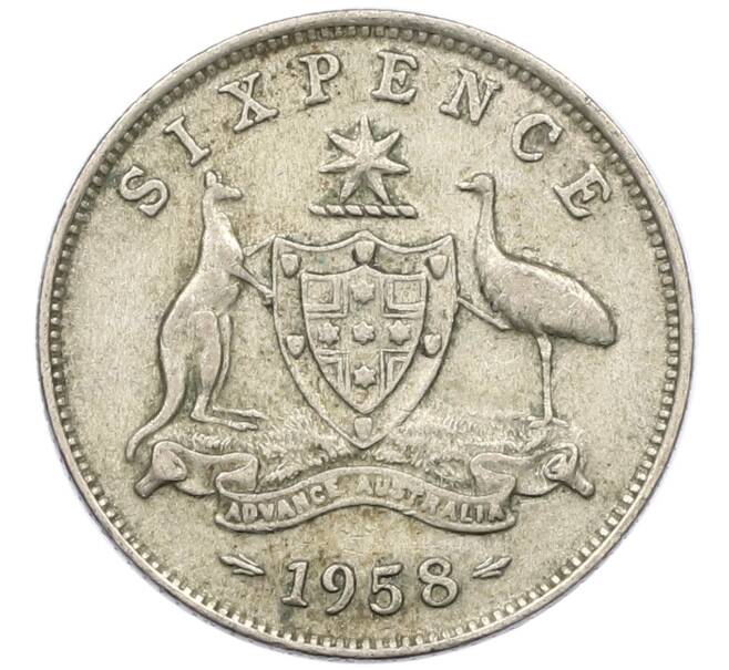 Монета 6 пенсов 1958 года Австралия (Артикул: M2-78844) — Фото №1