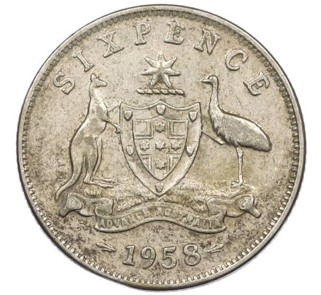 Монета 6 пенсов 1958 года Австралия (Артикул: M2-78892) — Фото №1