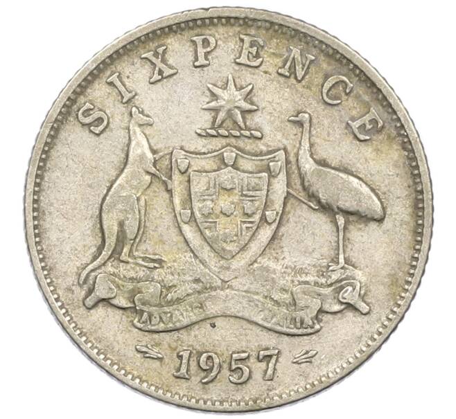 Монета 6 пенсов 1957 года Австралия (Артикул: M2-79258) — Фото №1