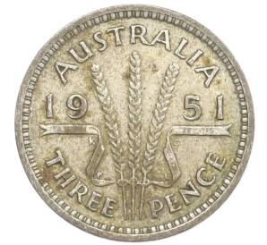 3 пенса 1951 года PL Австралия — Фото №1