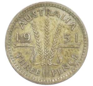 3 пенса 1951 года PL Австралия — Фото №1
