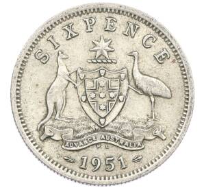 6 пенсов 1951 года Австралия — Фото №1