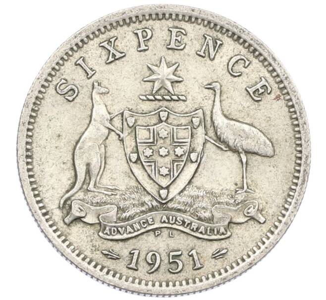 Монета 6 пенсов 1951 года Австралия (Артикул: M2-79602) — Фото №1