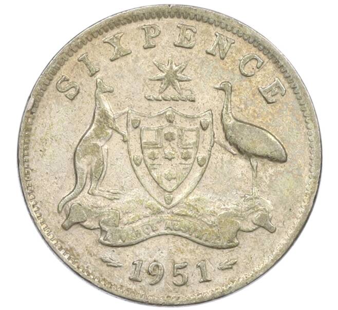 Монета 6 пенсов 1951 года Австралия (Артикул: M2-79603) — Фото №1