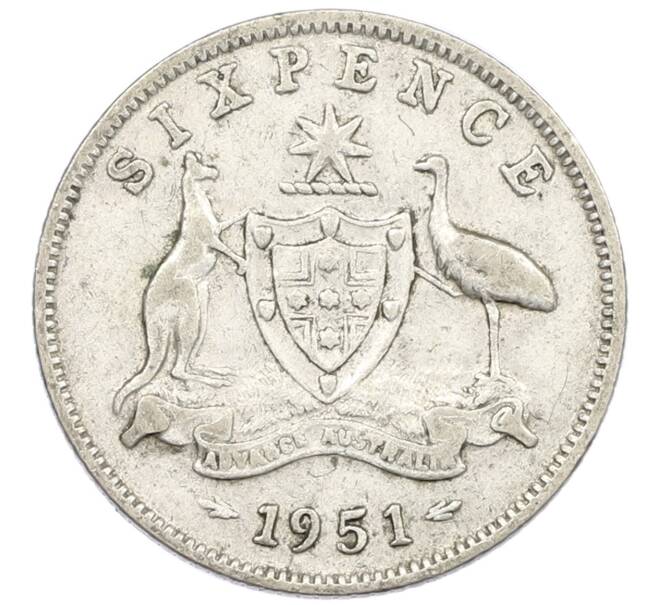 Монета 6 пенсов 1951 года Австралия (Артикул: M2-79607) — Фото №1