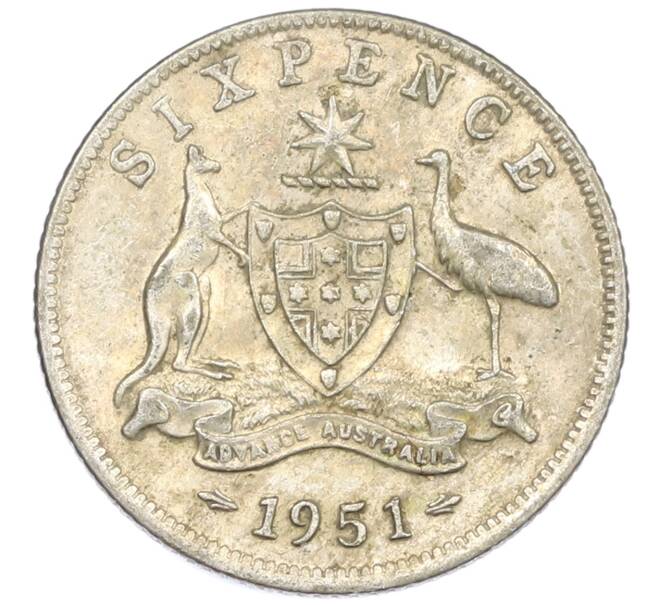 Монета 6 пенсов 1951 года Австралия (Артикул: M2-79609) — Фото №1