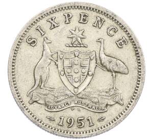 6 пенсов 1951 года PL Австралия — Фото №1