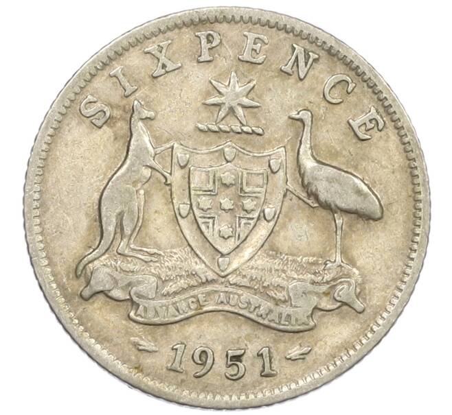 Монета 6 пенсов 1951 года Австралия (Артикул: M2-79611) — Фото №1
