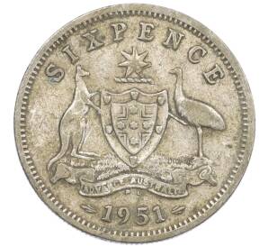 6 пенсов 1951 года PL Австралия — Фото №1