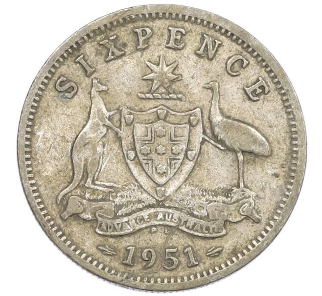 Монета 6 пенсов 1951 года PL Австралия (Артикул: M2-79618) — Фото №1