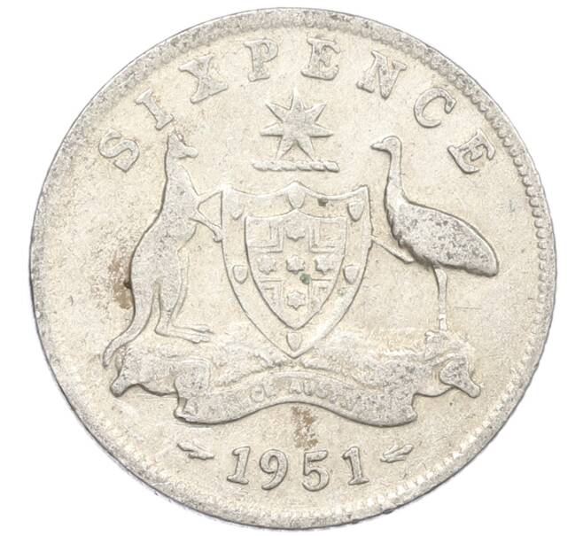 Монета 6 пенсов 1951 года Австралия (Артикул: M2-79619) — Фото №1