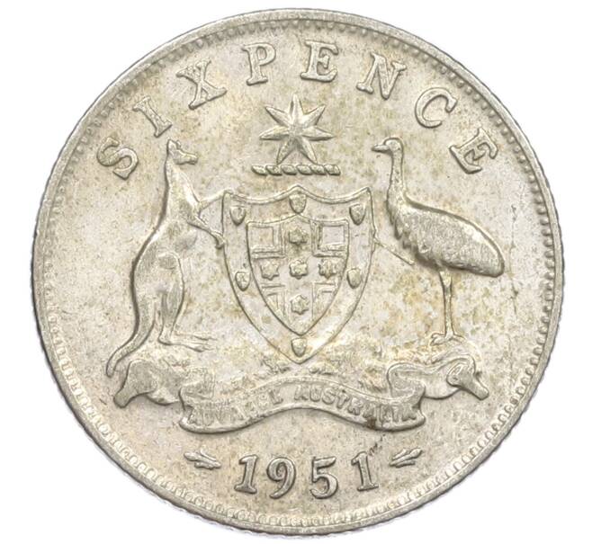 Монета 6 пенсов 1951 года Австралия (Артикул: M2-79620) — Фото №1