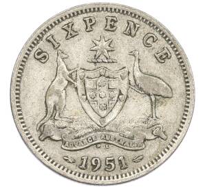 6 пенсов 1951 года PL Австралия — Фото №1