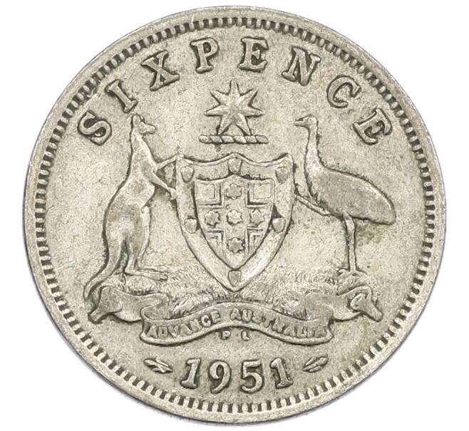 Монета 6 пенсов 1951 года PL Австралия (Артикул: M2-79621) — Фото №1