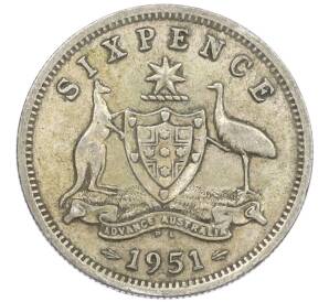 6 пенсов 1951 года PL Австралия — Фото №1