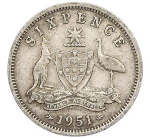 6 пенсов 1951 года PL Австралия — Фото №1