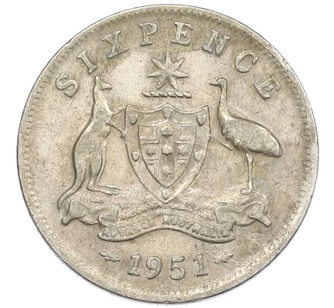 Монета 6 пенсов 1951 года Австралия (Артикул: M2-79634) — Фото №1