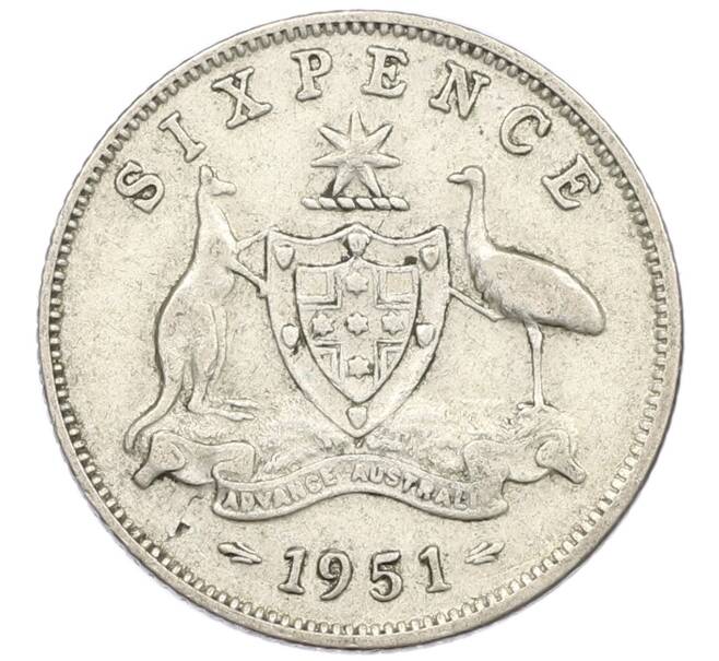Монета 6 пенсов 1951 года Австралия (Артикул: M2-79642) — Фото №1