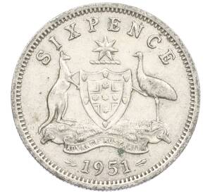6 пенсов 1951 года PL Австралия — Фото №1