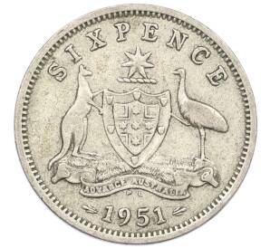 6 пенсов 1951 года PL Австралия — Фото №1