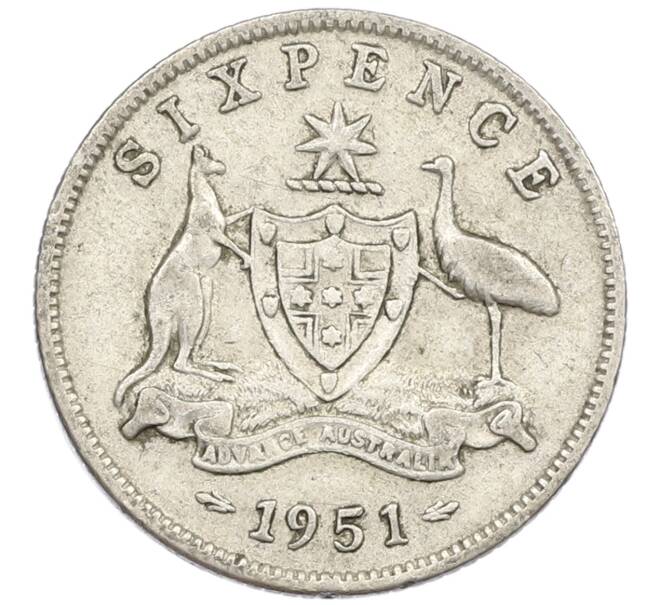 Монета 6 пенсов 1951 года Австралия (Артикул: M2-79650) — Фото №1