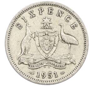 6 пенсов 1951 года PL Австралия — Фото №1