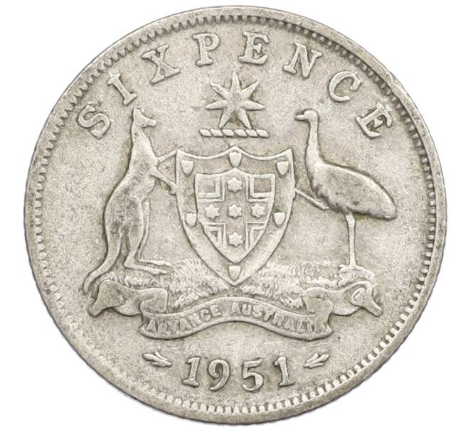Монета 6 пенсов 1951 года Австралия (Артикул: M2-79658) — Фото №1