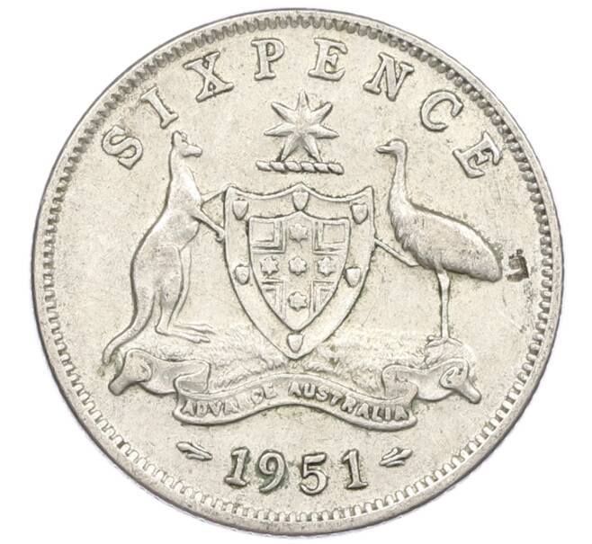 Монета 6 пенсов 1951 года Австралия (Артикул: M2-79660) — Фото №1