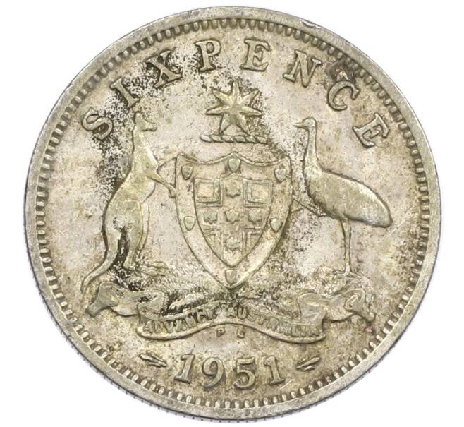Монета 6 пенсов 1951 года PL Австралия (Артикул: M2-79661) — Фото №1