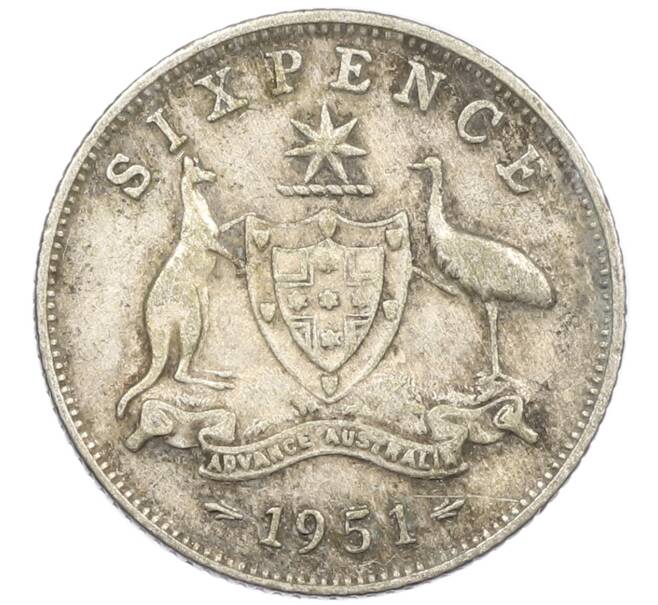 Монета 6 пенсов 1951 года Австралия (Артикул: M2-79663) — Фото №1